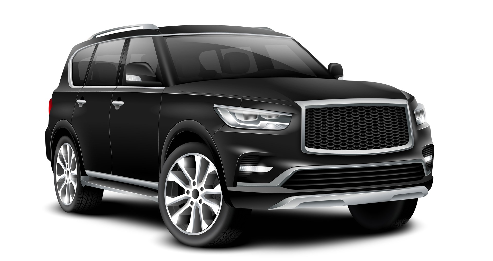 Black Generic SUV Car With Isolated Path On White Background